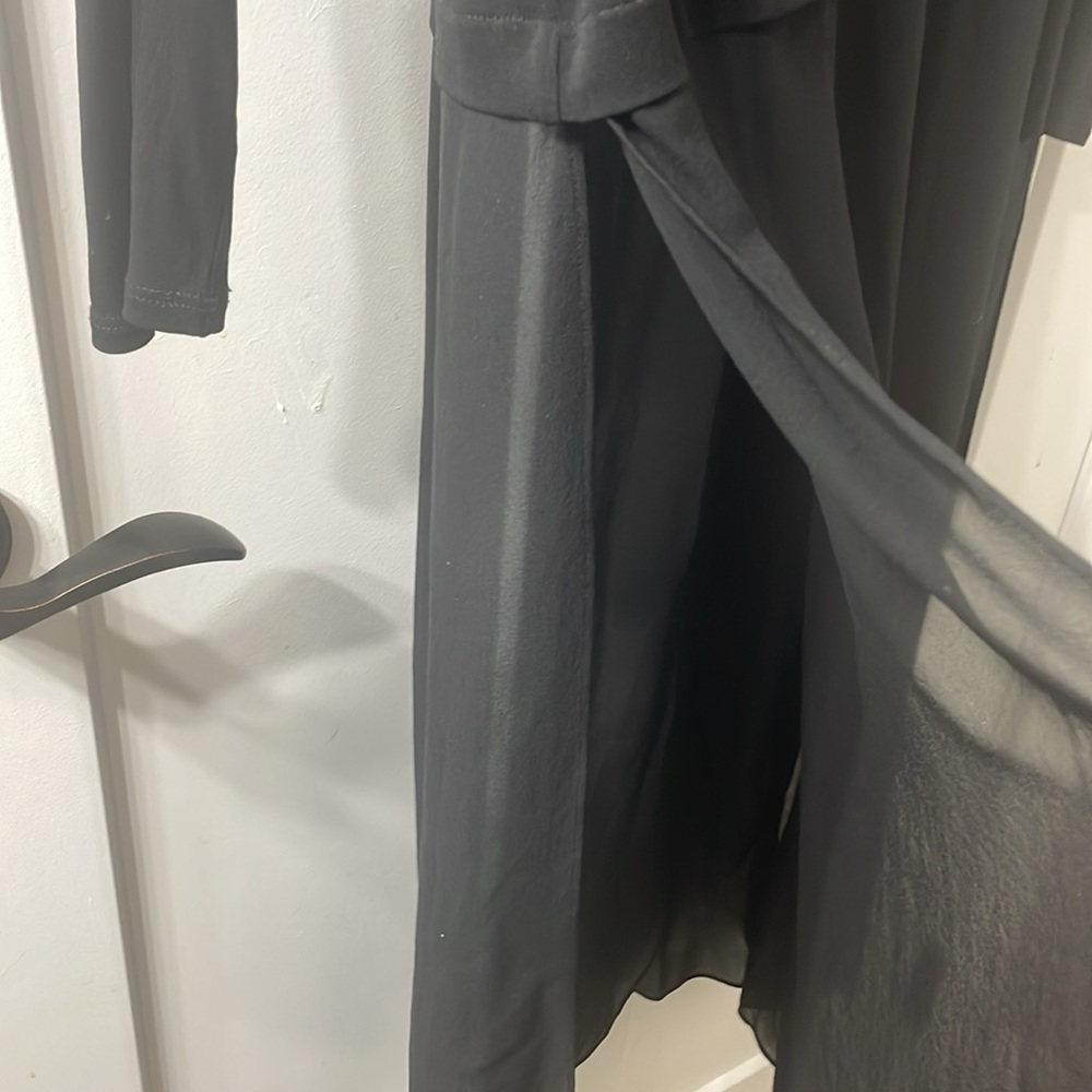 Eileen Fisher 100% Silk Long Sleeve Maxi Dress Black Size M - Picture 3 of 5